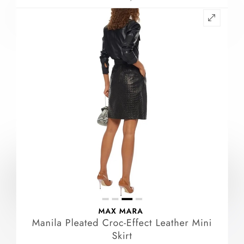 MaxMara Manila Black Pleated Croc-Effect Mini Skirt Size 4 EUC - Picture 3 of 10